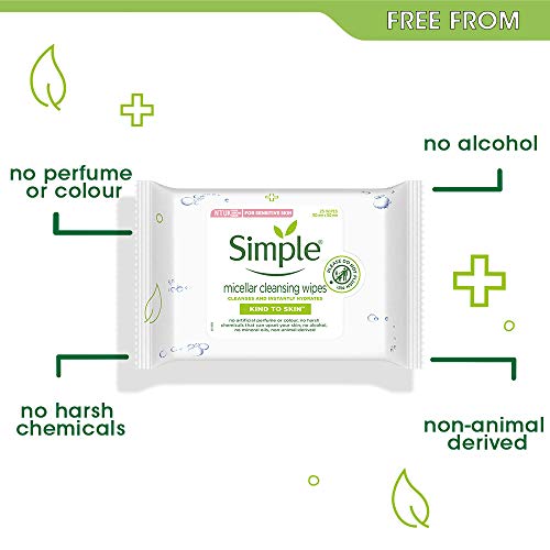 Image of Simple Kind To Skin Micellar Cleansing Wipes, 25 Pieces And Simple Kind To Skin Cleansing Facial Wipes, 25 Pieces