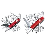 Victorinox Taschenmesser Cyber Tool L (39 Funktionen, Metallfeile, Bit-Schlüssel, Kugelschreiber, Zange) rot & Taschenmesser Swiss Champ (33 Funktionen, Kombizange, Stecknadel, Zange, Schere) rot