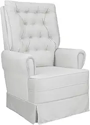 Poltrona de Amamentação Balanço e Puff Veludo Bege Eloisa-Decora Vip Brasil