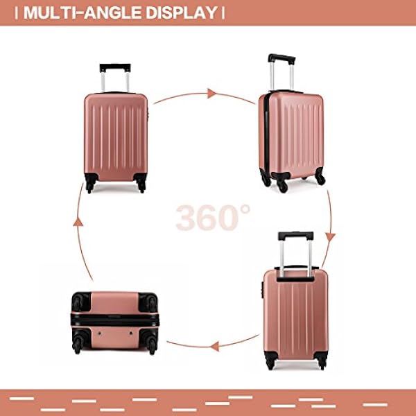 Kono Maletas de Viaje Cabina Pequeña Trolley Cabina ABS Rígida Ligera Equipaje de Mano con 4 Ruedas, 48x30x20cm