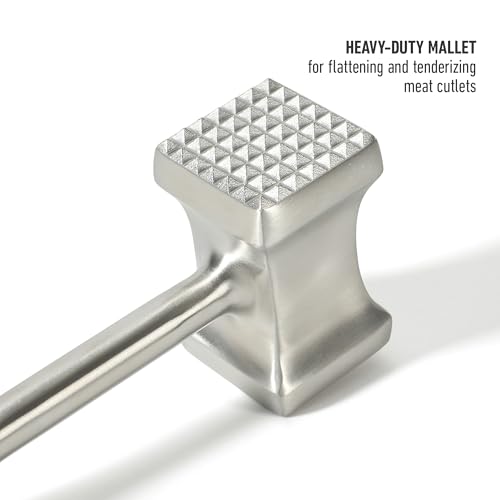 Calphalon Stainless Steel Meat Tenderizer, Dual-Sided Meat Mallet with Ergonomic Handle for Tenderizing and Flattening Beef, Chicken, Pork & Poultry by Calphalon - Used condition - Image 4