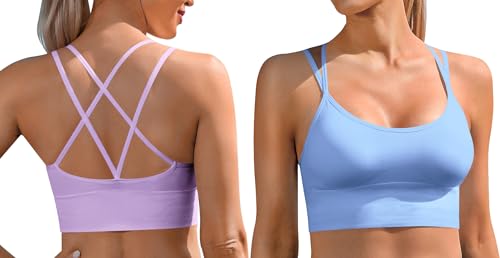 Image of Sykooria 3 Pack Strappy Sports Bra for Women Sexy Crisscross for Yoga Running Athletic Gym Workout Fitness Tank Tops
