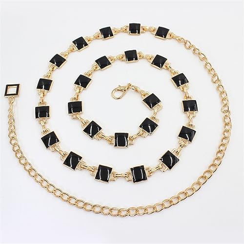 Black and White Waist chain for Women Adjustable Fashionable Metal Belt Dress Sweater Waist Closing Decorative Belt2