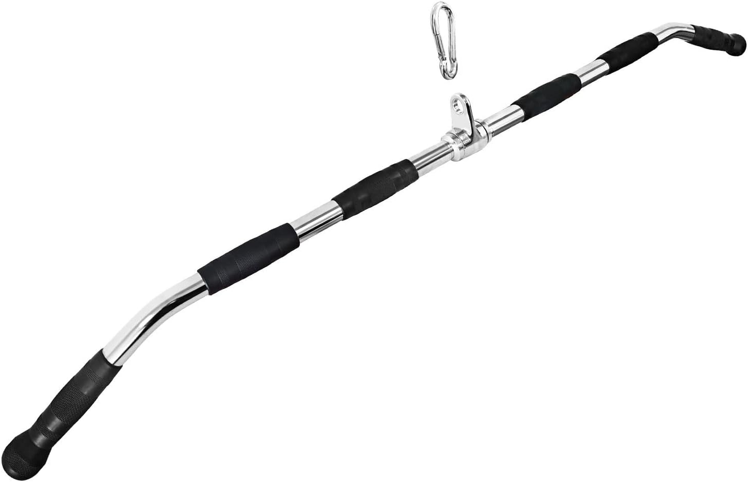 47In LAT Pull Down Bar Attachment: Heavy Duty Lat Pulldown Bar with Full Rotation & Rubber Handle for Gym Home Pulley Cable Attachments