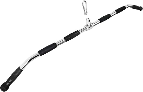 47In LAT Pull Down Bar Attachment Heavy Duty Lat Pulldown Bar with Full Rotation & Rubber Handle for Gym Home Pulley Cable Attachments
