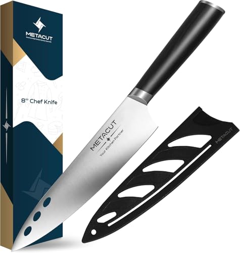 Metacut Chef Knife 8 Inch | 20.3cm Ultra Sharp German Stainless Steel Professional Kitchen Knife with Ergonomic Handle, Dishwasher Safe, Easy to Clean & Gift Box Packaging