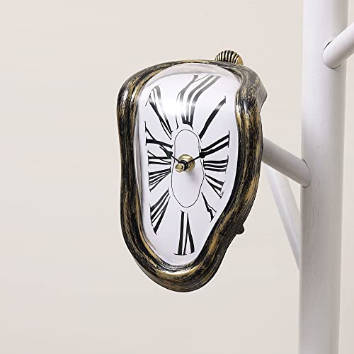 Melting Clock Novelty Creative Clock Shelf Desk Table Clock Wall Clock Silent Fashion Clock Funny Clock Creative Gift Clock For Modern Decorative Home Living Room Kitchen Office Rome Antique Gold #TOP3