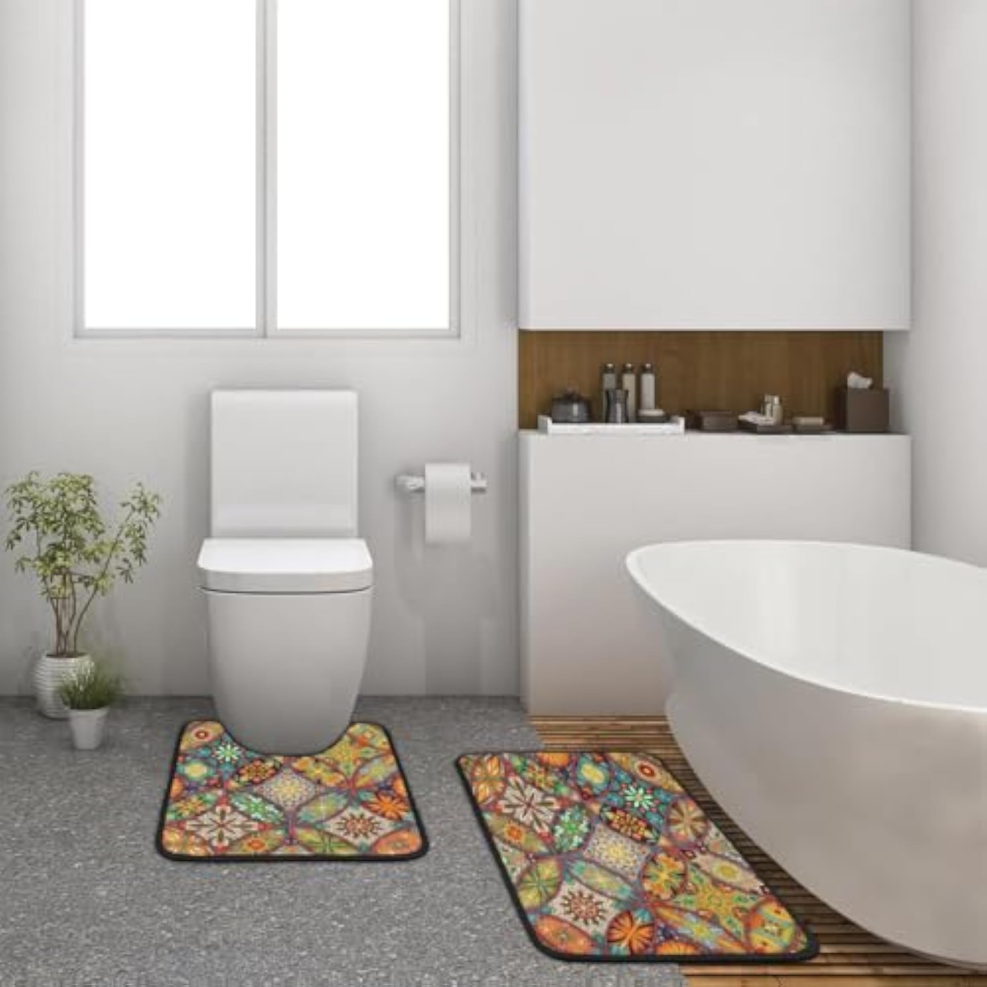 2 Piece Soft Absorbent Bath Mat Set