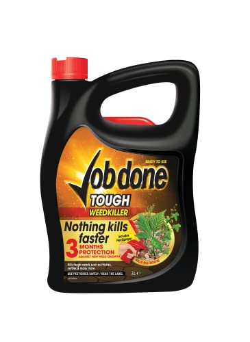 Job Done 86600141 Tough 3L - Strong Fast Acting Weedkiller for Killing Tough Weeds and Roots - Systemic Garden Weed Killer with 3 Months Protection - Controls Brambles, Nettles and More,Black