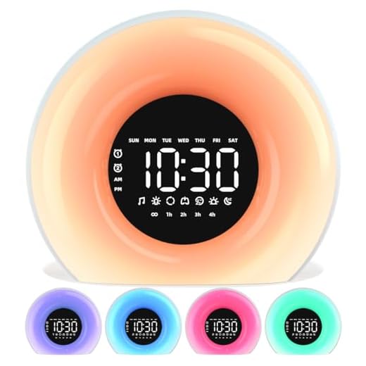 Wake Up Light Sunrise Alarm Clock with Sunrise Sunset Simulation 23 Nature Sleep Sounds 13 Colors Night Light Dual Alarms Snooze Function Sleep Aid for Heavy Sleepers Kids Adults (White)