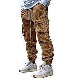Baggy Joggers for Men Corduroy Pants Casual Cargo...