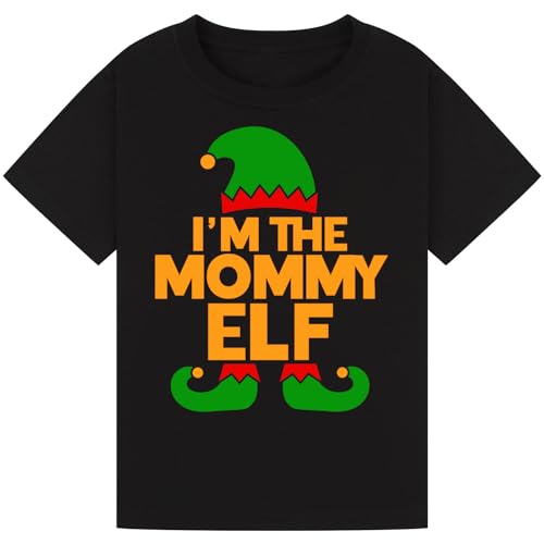 I’m The Mommy Elf Merry Christmas Elf Funny T-Shirt | Family Matching Shirts for Women, Boys, Girls, Kids & a Thoughtful Gift for Christmas Black 12-13Y