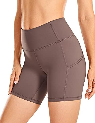 CRZ YOGA Damskie Spodenki Sportowe Z Wysokim Stanem Spodenki Do Kontroli Brzucha Z Bocznymi Kieszeniami-6 Cali