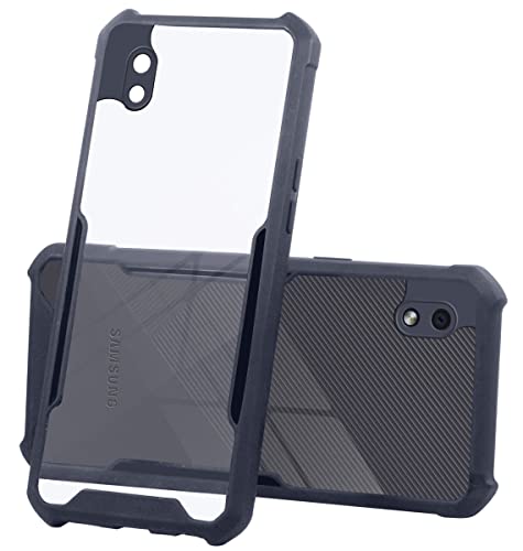 Image of Jkobi Back Cover Case for Samsung Galaxy A3 Core (Crystal Glass Back | Camera Protection | Shockproof Bumpers | Professional Black)