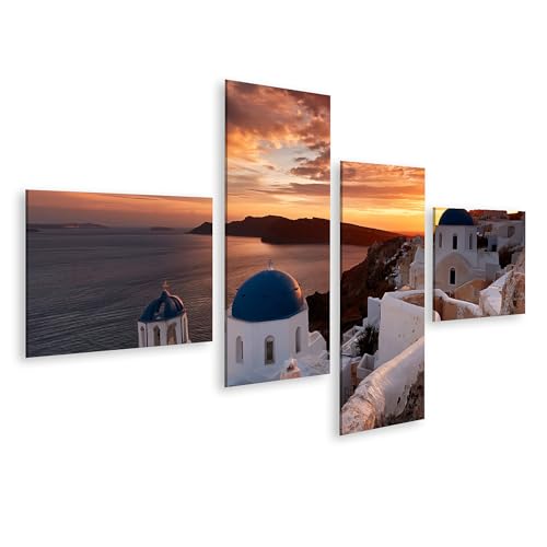 Tableau islandburner motif coucher de soleil Santorini impression toile salon moderne D1