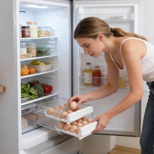 Organizador de huevos resistente y apilable para una conservación perfecta 6