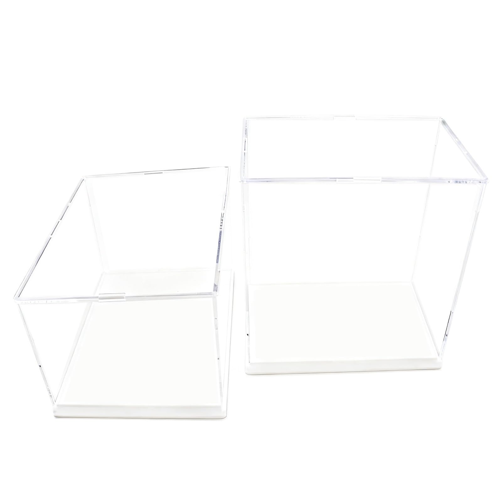 Vitrina Transparente de Acrílico – Caja de Protección Antipolvo para Montar – Cubo Expositor para Figuras de Colección Juguetes Modelos Coches – Multiusos(Blanco,H30cm,L25xW15cm)