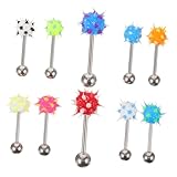 ifundom 10 piezas Piercings Quirúrgicos para Lengua Acero Inoxidable Decoración Corporal Duradera y Cómoda con Bola y Diseño Mate Accesorios para Fiestas y Uso Diario Color Aleatorio