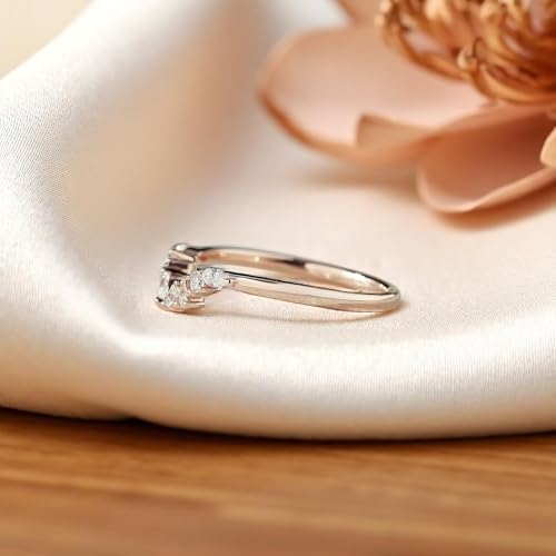 Rose Gold V Shaped Open Ring for Women – Marquise CZ Leaf Chevron Stacking Band, Adjustable Dainty Promise Ring, Elegant Wedding Jewelry Gift3