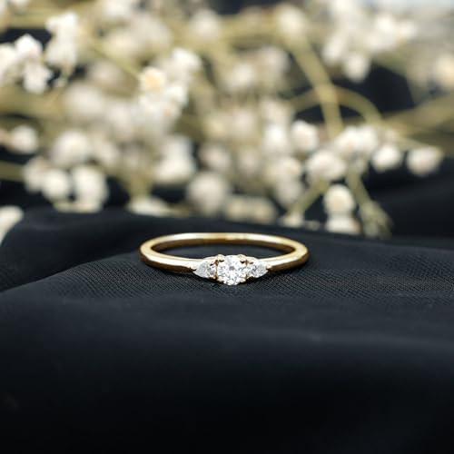 Certified Moissanite 3 Stone Ring for Women, D-VS1 Quality, Past Present Future Ring - Ready to Gift3