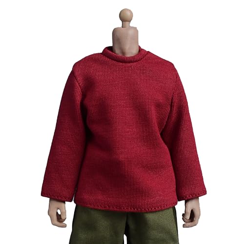 Meetoget 1/12 Scale Male Figure Doll Clothes Daily Sports Long Sleeves Shirts Action Figure Relax,Red PU005US