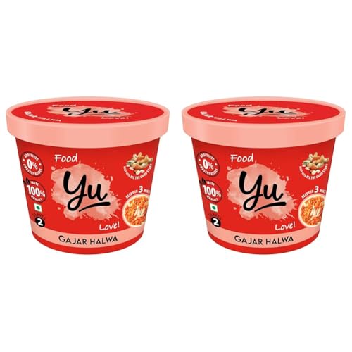 Image of Yu Foodlabs-Instant Halwa-Ready To Eat-Gajar Halwa-Instant Dessert Mix-No Preservatives-100% Natural & Veg-Indian Sweet In 3 Mins-45 Grams (Pack of 2)