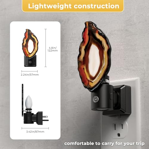 Image of L LOHAS LED Night Light, Night Lights Plug into Wall, Agate Nightlight | Dimmable Dusk to Dawn Sensor, Rotating, Healing Stone Agate Decorative Nightlight for Bedroom, Living Room [2 Pack]