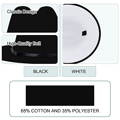 Image of Wide Brim Fedora Hats for Women Men Two Tone Dress Hat Felt Panama Hat in Two Audlt Size