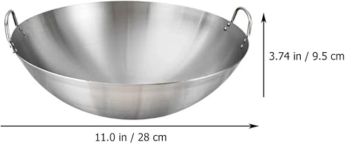 Miniatura 3 de DOITOOL Wok de acero inoxidable, sartén antiadherente de 11 pulgadas de doble mango wok utensilios de cocina de cocina