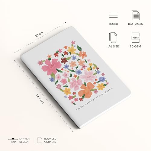 Image of FACTOR NOTES A6 Notebook (Go Easy) | Ruled, 160 Pages, 90 GSM Thick Paper | Cute Aesthetic Notebook for Women
