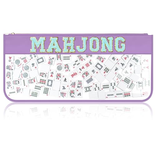 BuyCard Empty Mahjong Tiles, Zippered Case for American Mahjong Set, Mahjong Gift Accessories Organizer, Card Holder Bouch (Case Only) (Purple)