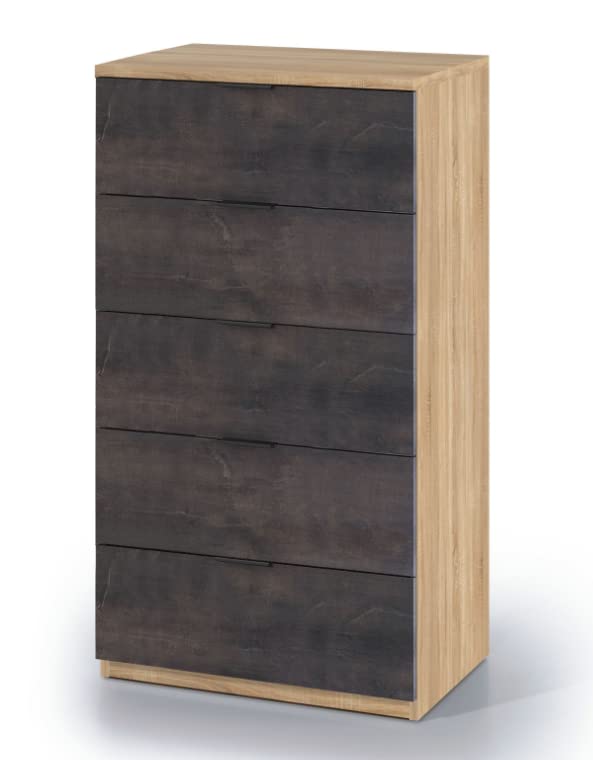 Settimino 110 cm Ossido e Rovere canadese con 5 cassetti - ossido e rovere canadian