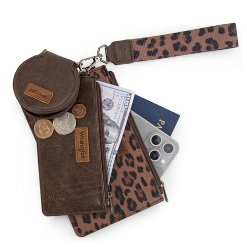 Image of Montana West X Wrangler Keychain Wallets for Women Dual Pouch Wristlet