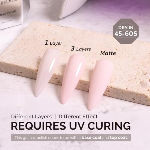 Image of MelodySusie 0.5fl oz Light Pink Gel Nail Polish, Nails Soak Off UV LED Pastel Pink Gel Polish Gift for Women Nail Art Manicure Salon DIY Nail Design Decoration at Home-A2602