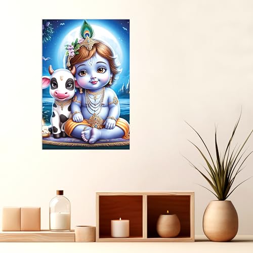 Image of Twinster Bal krishna Posters Photo for Pregnant Women, Baby Poster Self Adhesive (Size 45 cm by 30 cm) Pack of 1 (Design 21)