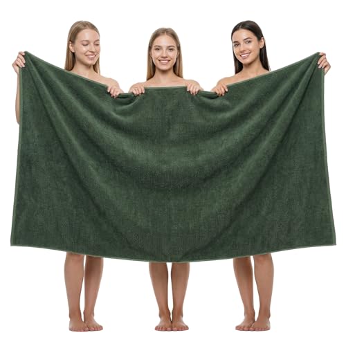 REDKISS Pack of 1 Jumbo Bath Sheet 40 x 80 Inches Microfiber Oversized Bath Towel for Bathroom Extra Large & Lightweight Quick-Dry Super Soft & Highly Absorbent Perfect to Wrap Yourself In Olive