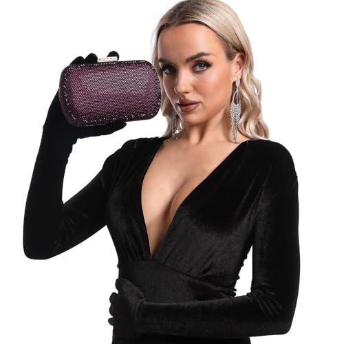 Image of Boutique De FGG Mini Rhinestone Clutch Purse,Evening Bags and Clutches for Women Formal,Crystal Clutch Bag Wedding Handbags