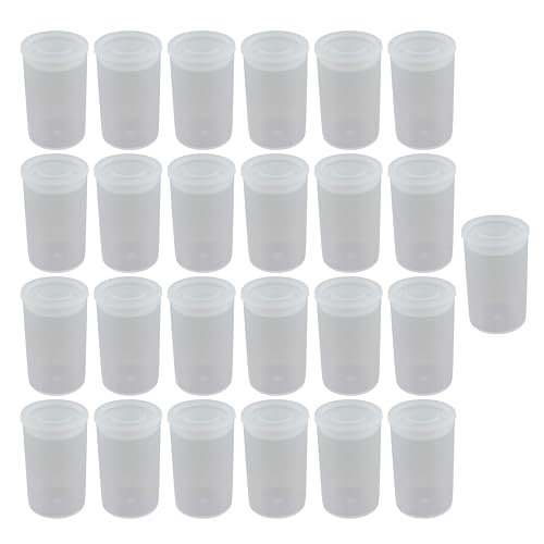 RLECS 25 botes de película de plástico PP de 33 x 54 mm con tapa para almacenar suministros de costura/componentes, dispensador de caramelos de pigmentos mixtos