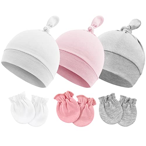Dreshow Bqubo Newborn Hospital Hat Mittens Knot Toddler Soft Cute Knit Hat For Baby Boys Girls Infant Cap Beanies 0-6 Months #TOP11