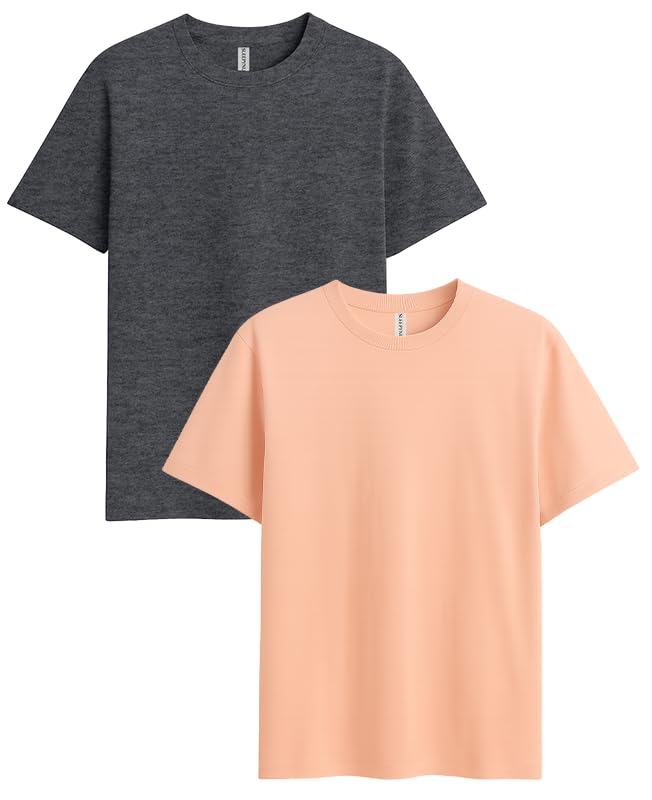 Image of Sleepynuts Women's S to 3XL Premium Half Sleeve Round Neck Plain Combed Cotton Tshirt Pack of 3 Loose Fit T-Shirts Combo