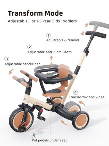 Image of newyoo TR008 5-in-1 Tricycle for Toddlers 1-3, Toddler Bike, Birthday Gift
