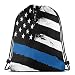 Produktbild ERTERT Thin Blue Line Flag Sporttasche Wasserfester Rucksack mit Kordelzug Unisex Leichter Cinch-Sack Fitness-Sack mit großer Kapazität für Sportgymnastik Wandern Camping