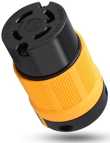 MECMO NEMA L14-30R Generator Locking Connector L14-30C Twist Lock 30 Amp 4 Prong Generator Female Plug Replacement 125/250 Volt 3 Pole 4 Wire Grounding Industrial-Strength Heavy Duty ETL Listed