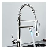ZXLIHS Fregadero rociador desplegable con Resorte retráctil Que Mezcla el Grifo de Agua fría y Caliente con caño Giratorio