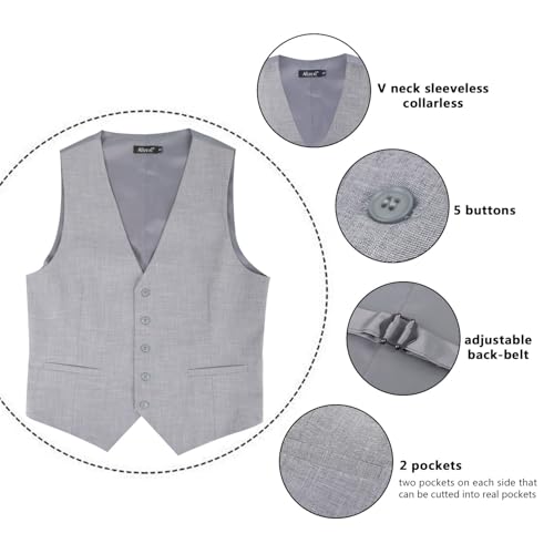 Image of Alizeal Mens Classic Solid Suit Vest Regular Fit Tuxedo Waistcoat
