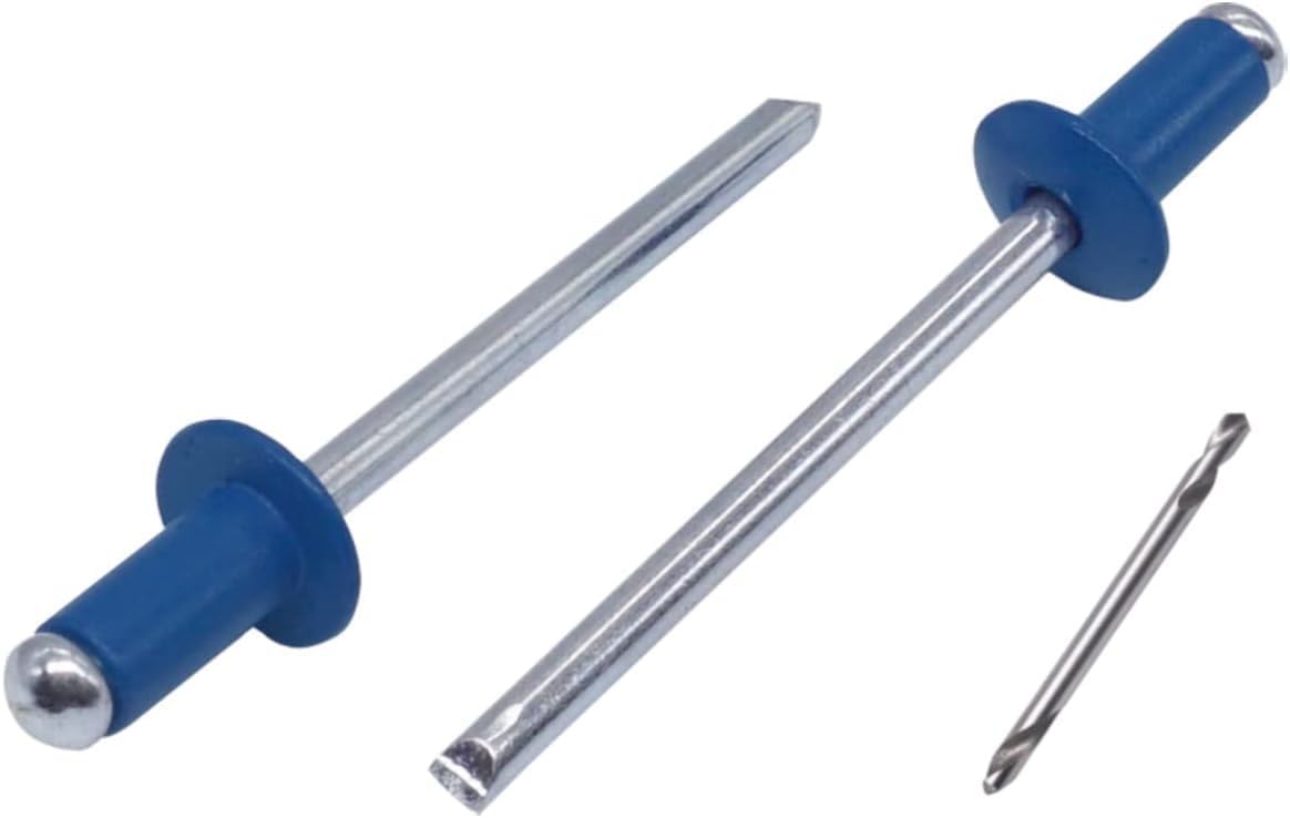 (Pack of 100) Painted Blind Rivets 1/8" x 5/16" (3.2 x 8 mm), Dome Head, DIN 7337, Aluminium Rivets and Steel Mandrel, Pop Rivets, Drill Bit Included, Wine Red RAL 3005