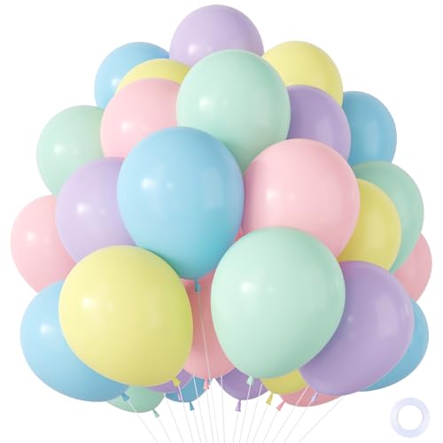 Pastel Balloons 100 Pack Macaron Blue Yellow Purple Green Pink Ballonns Helium Latex Rainbow Ballons For Princess Girls Boys Kids Birthday Decorations Engagement Baby Shower Party 12 Inch