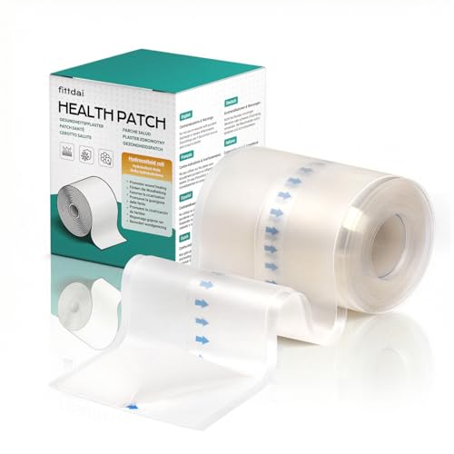 Rollo hidrocoloide 5 x 300 cm, parche de salud, apósito hidrocoloide autoadhesivo, altamente absorbente, impermeable y transpirable, con tiras de posicionamiento, Corte Libre