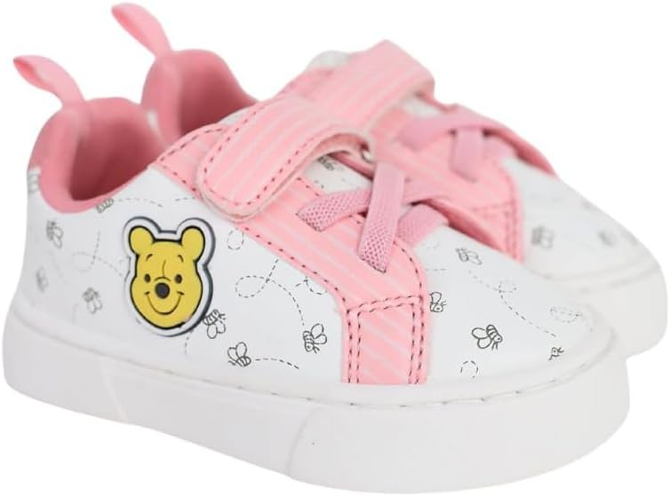 Disney Infant Sneakers - Winnie The Pooh and Minnie Mouse Baby Court Sneakers with a Hook and Loop Closure