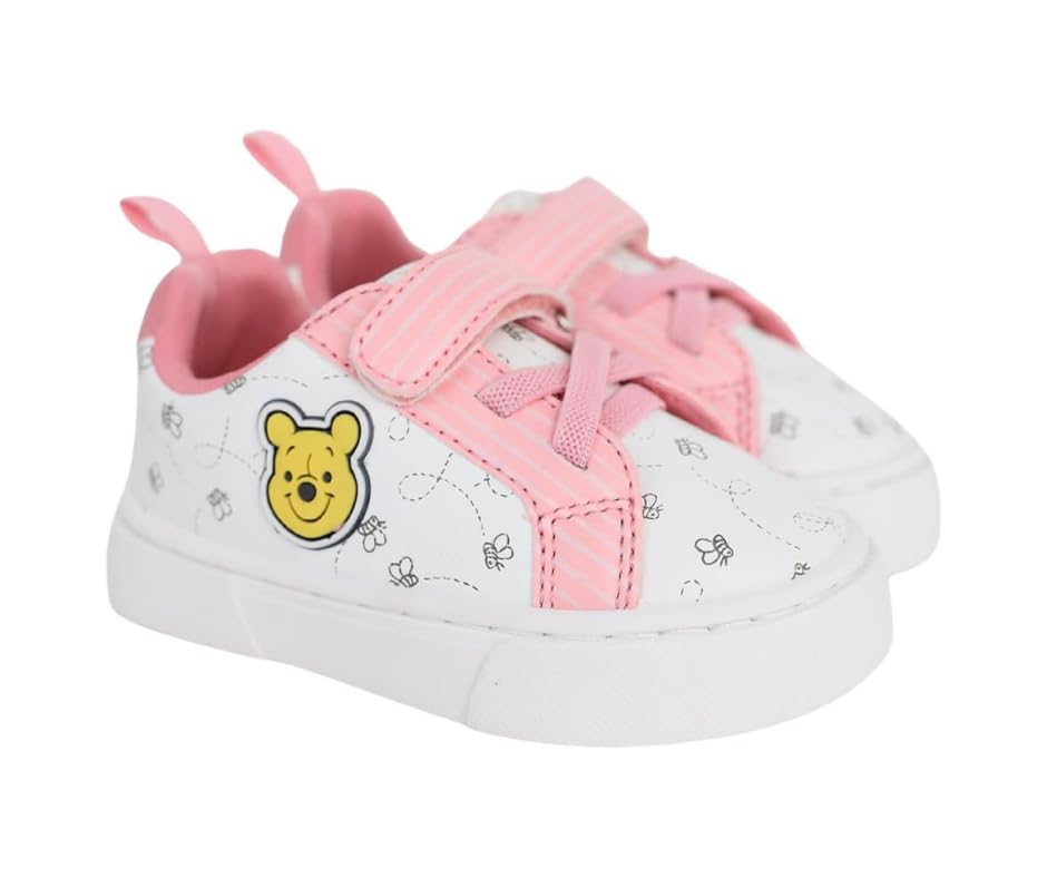 Disney Infant Sneakers - Winnie The Pooh and Minnie Mouse Baby Court Sneakers with a Hook and Loop Closure